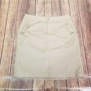 Worthington Womens Skirt Beige 14 Pencil Mini Lined Pockets Back Slit